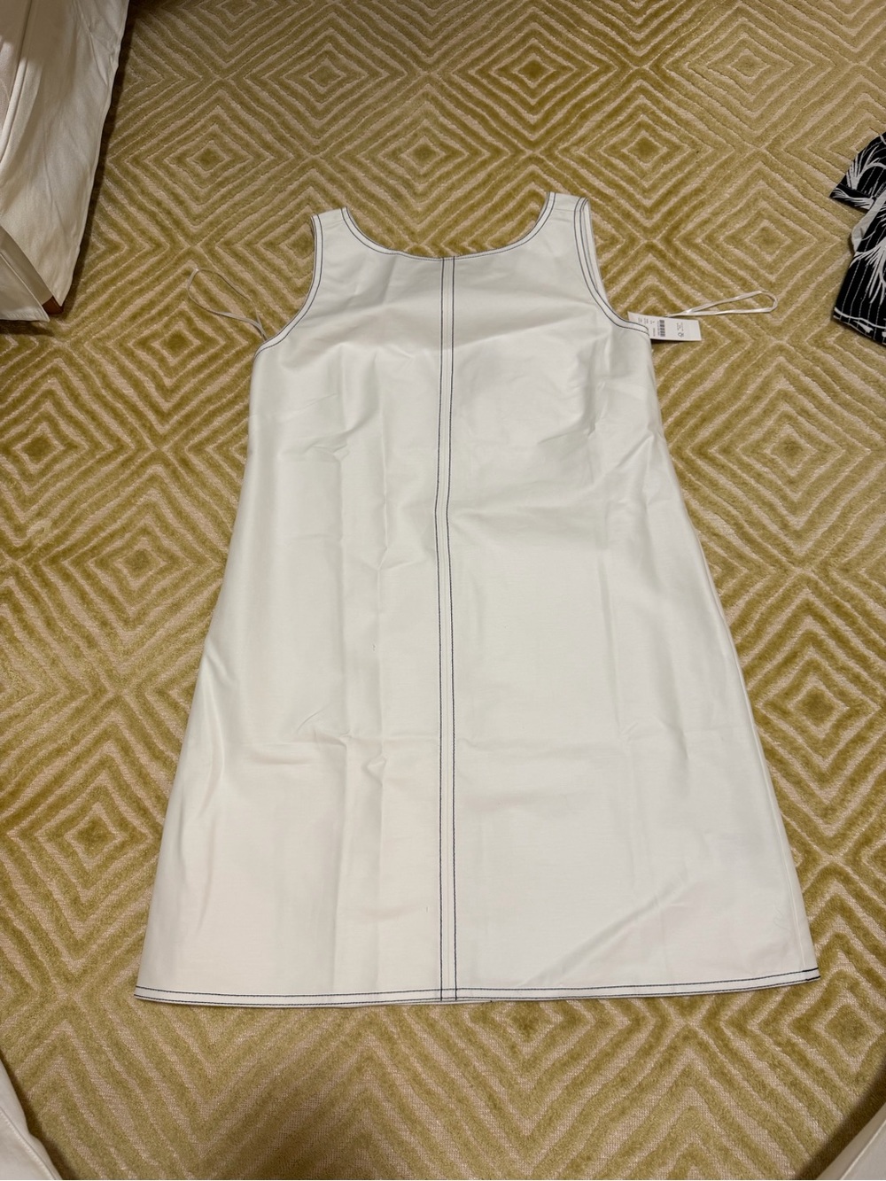 J. Crew White Sleeveless Shift Dress with Contrast Stitching